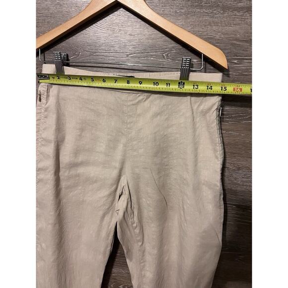 Theory Linen Pants Stretch Ivory Cream Cropped Sz 6 Preppy Pockets - Picture 6 of 11